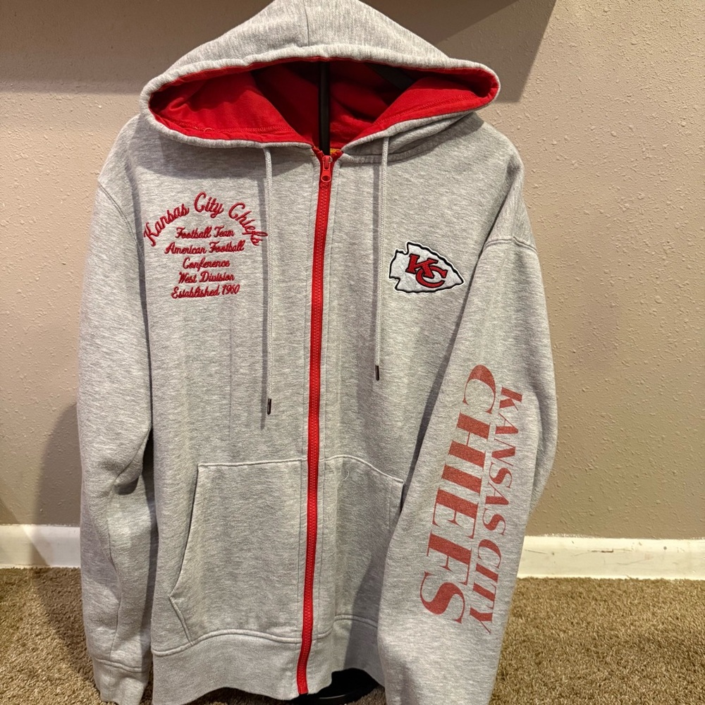 NFL Gray and Red Kansas City Chiefs zip up jacket
